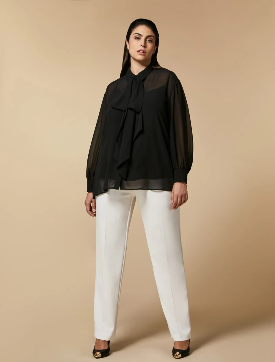 Marina Rinaldi Women's White Triacetate Classic Trousers | Elegant Comfort Fit