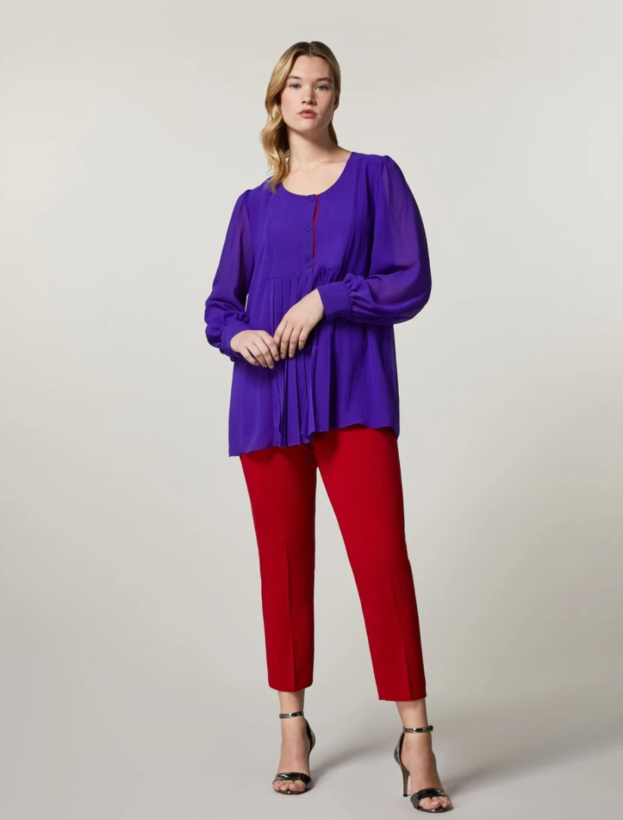 Marina Rinaldi Women's Red Fluid Stretch Fabric Trousers | Comfortable & Stylish