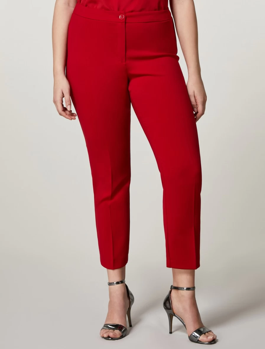 Marina Rinaldi Women's Red Fluid Stretch Fabric Trousers | Comfortable & Stylish