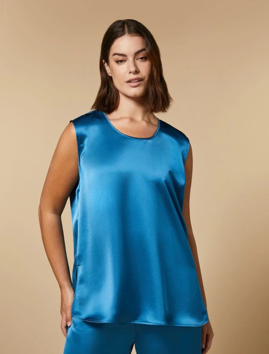 "Marina Rinaldi Women's Turquoise Satin Tunic Top"