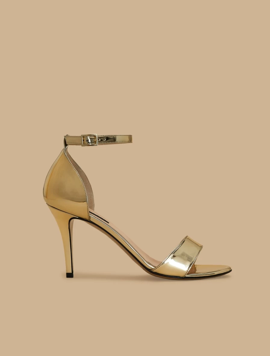 Marina Rinaldi Women's Gold Mirror-Effect Sandals – Shiny Metallic Finish