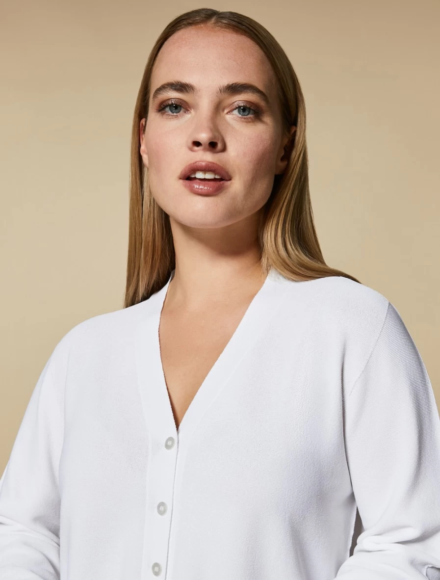 Marina Rinaldi Women's White Seamless Viscose Cardigan