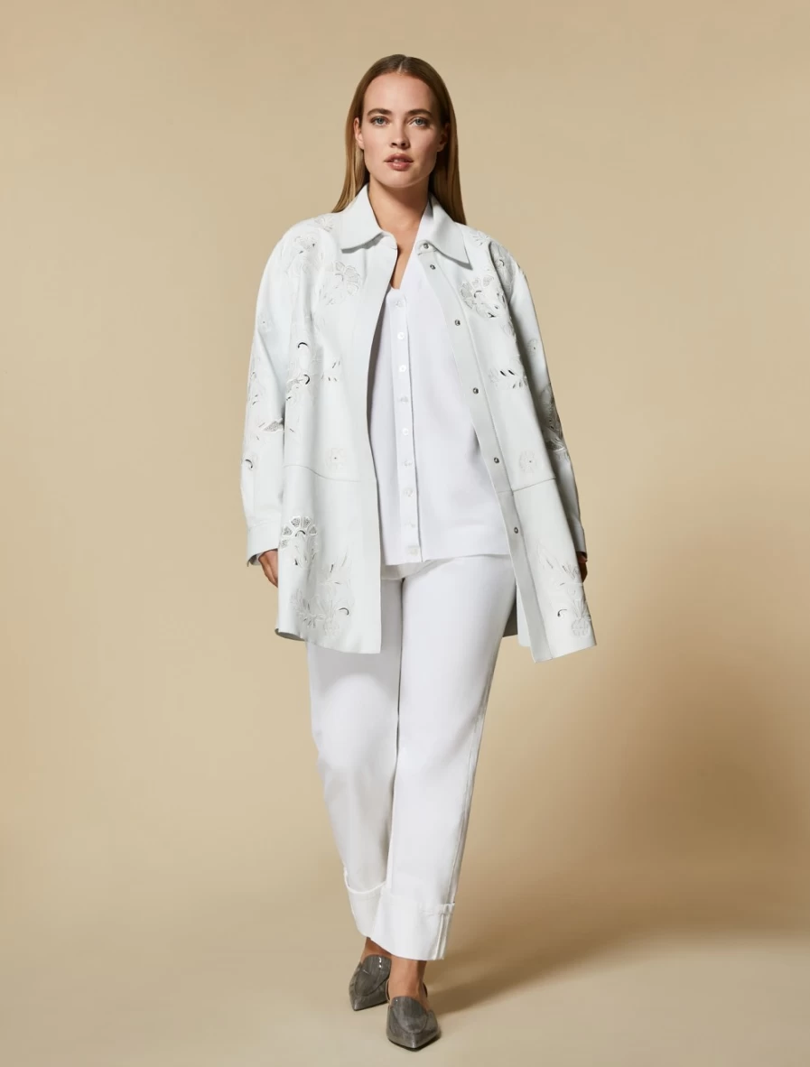 Marina Rinaldi Women's White Seamless Viscose Cardigan