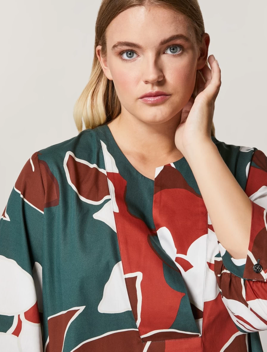 Marina Rinaldi Women's Dark Green Cotton Poplin Tunic Top