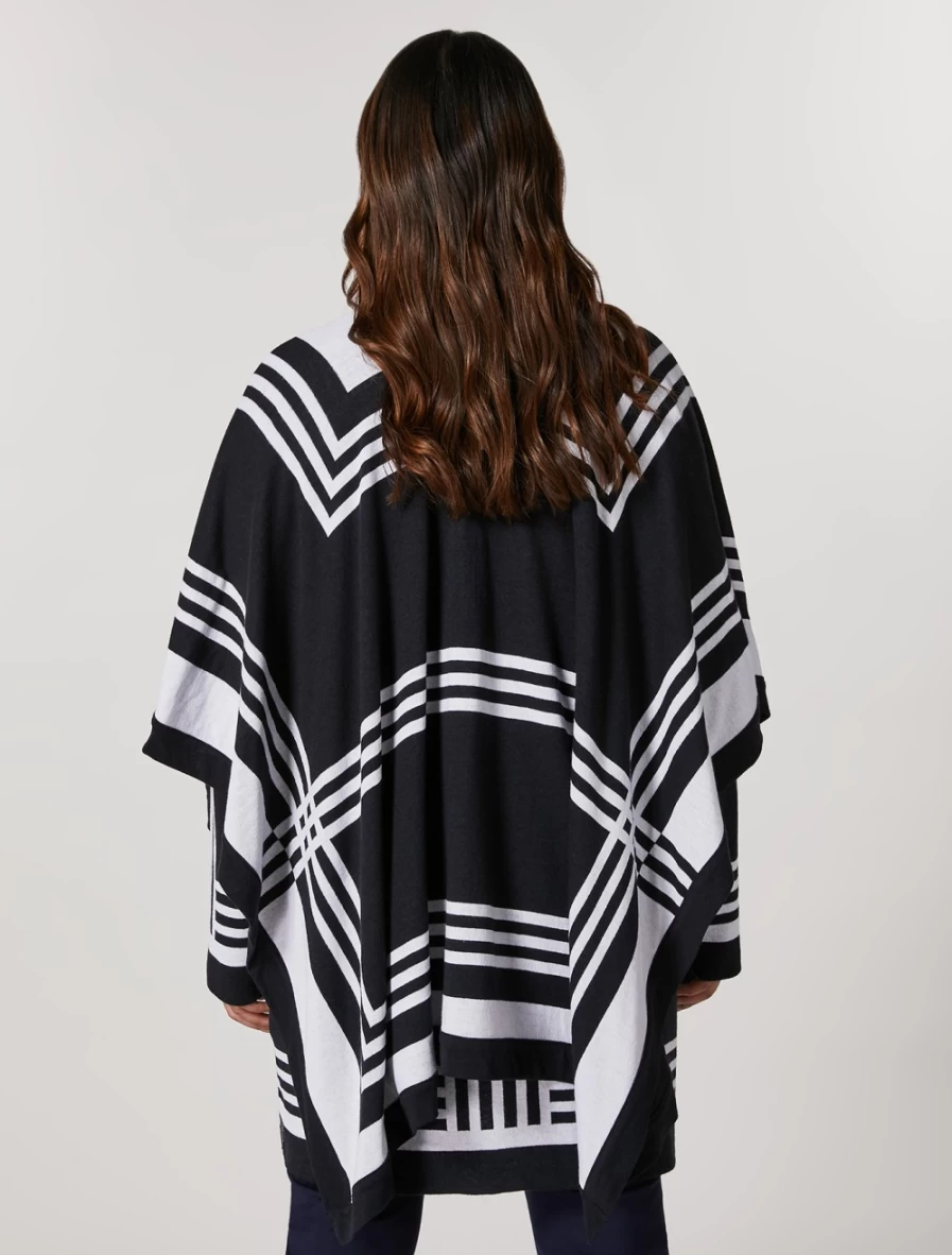 Marina Rinaldi Women's Dark Navy Jacquard Cape - Elegant Woven Design