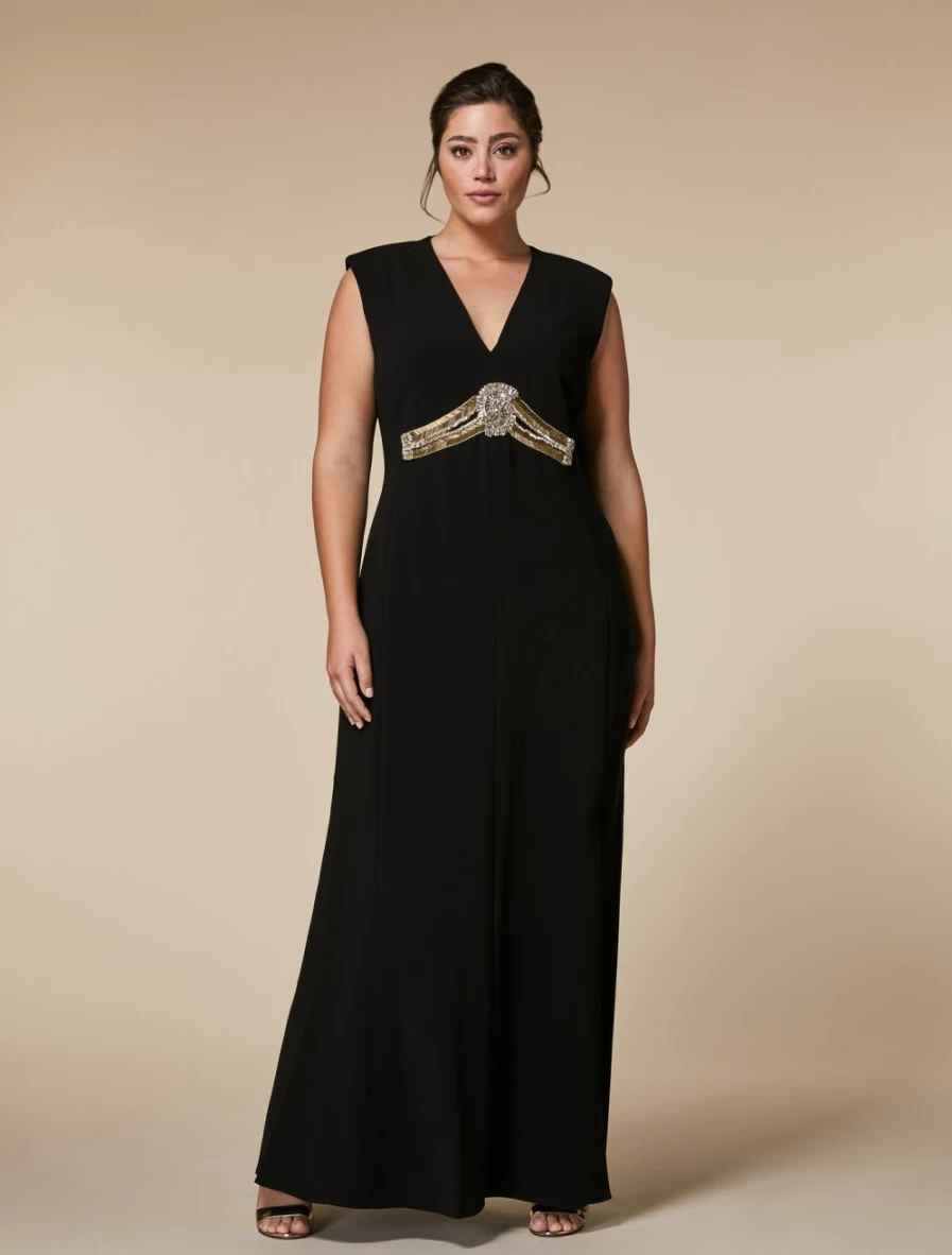 Marina Rinaldi Women's Black Long Triacetate Dress