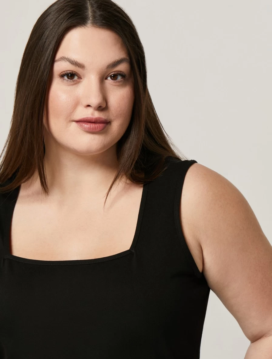 "Marina Rinaldi Women's Black Cotton Jersey Top"