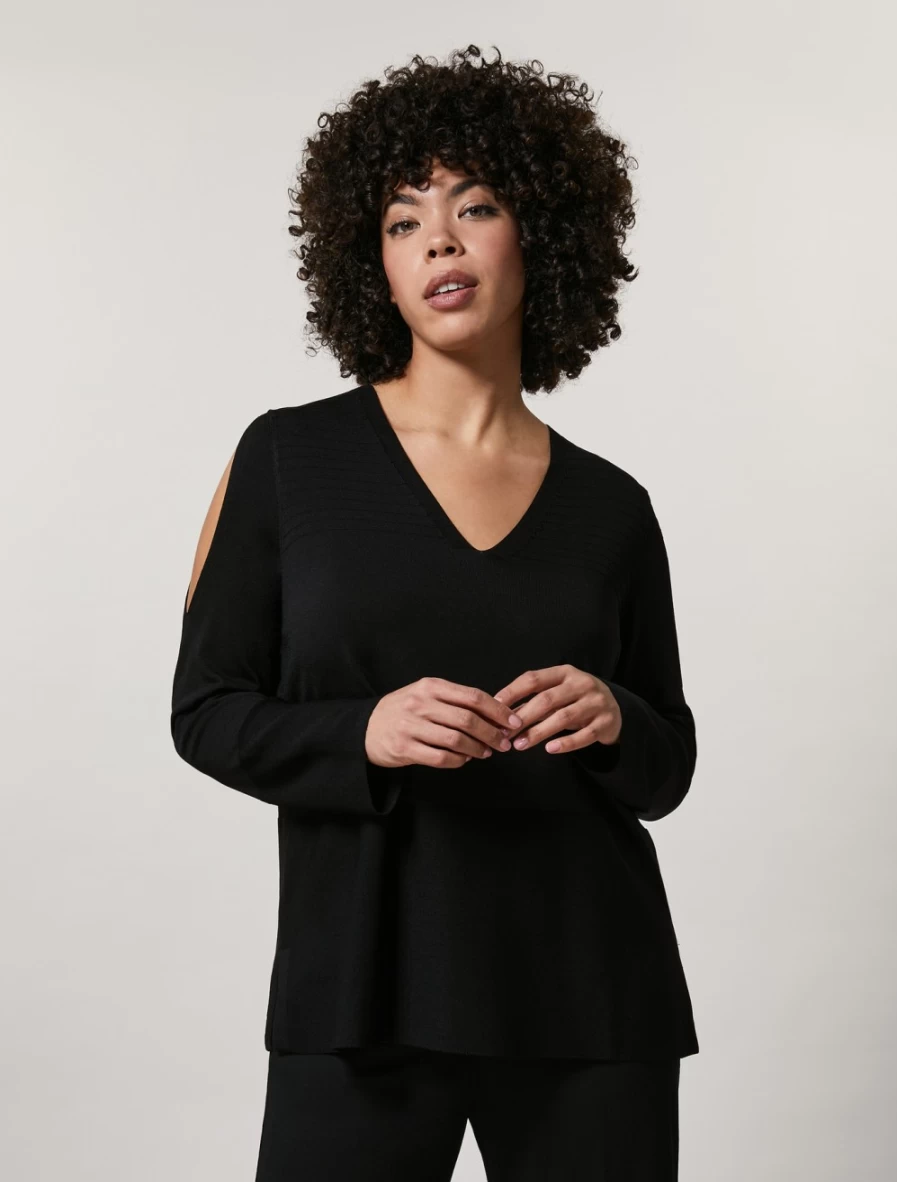 Marina Rinaldi Women's Black Stretch Viscose Sweater