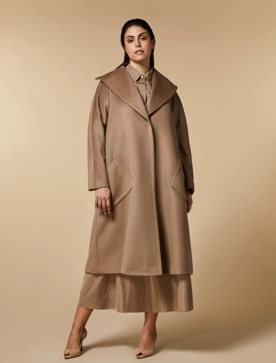 Marina Rinaldi Women's Sand Pure Wool Broadcoat Coat - Premium Wool Outerwear