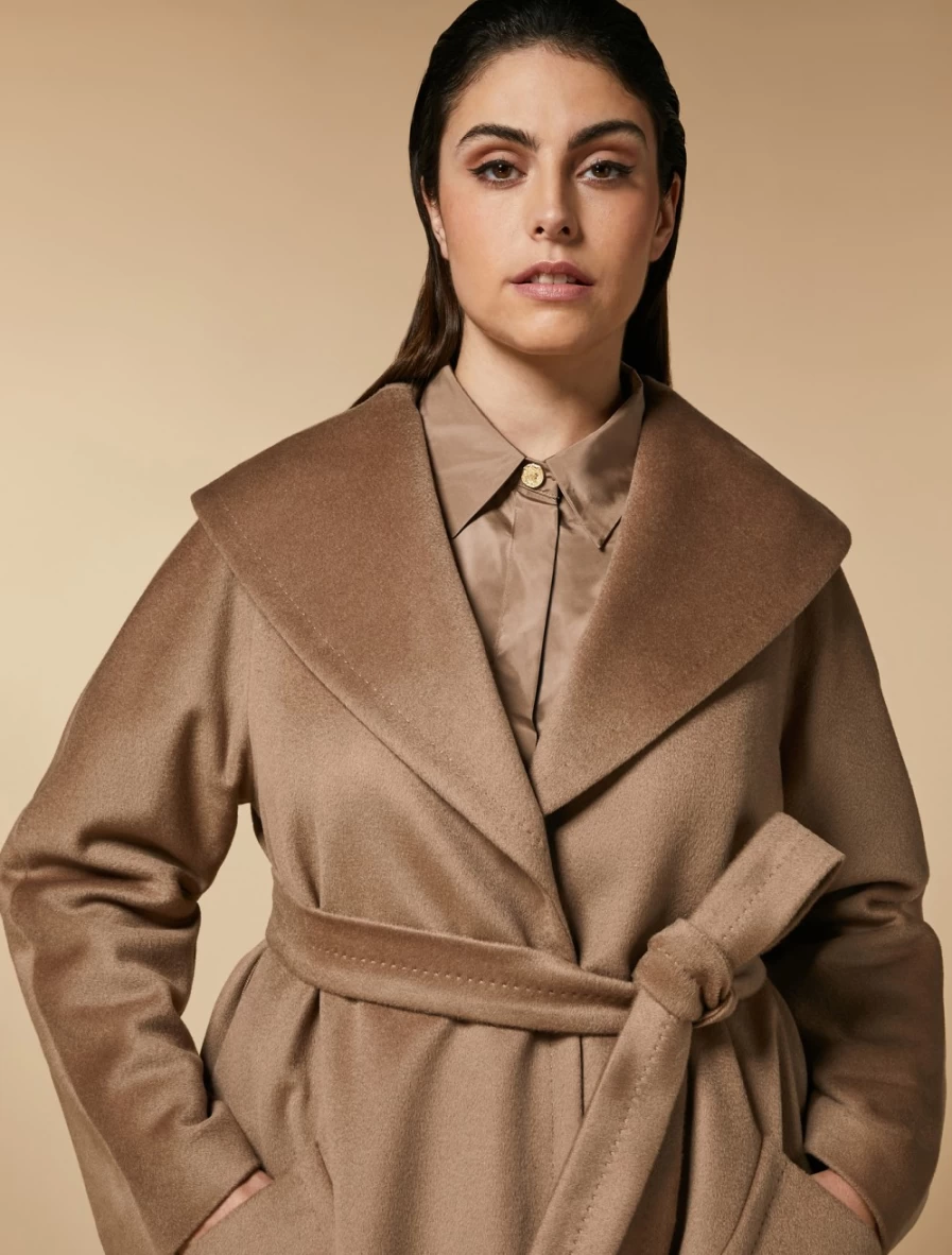 Marina Rinaldi Women's Sand Pure Wool Broadcoat Coat - Premium Wool Outerwear