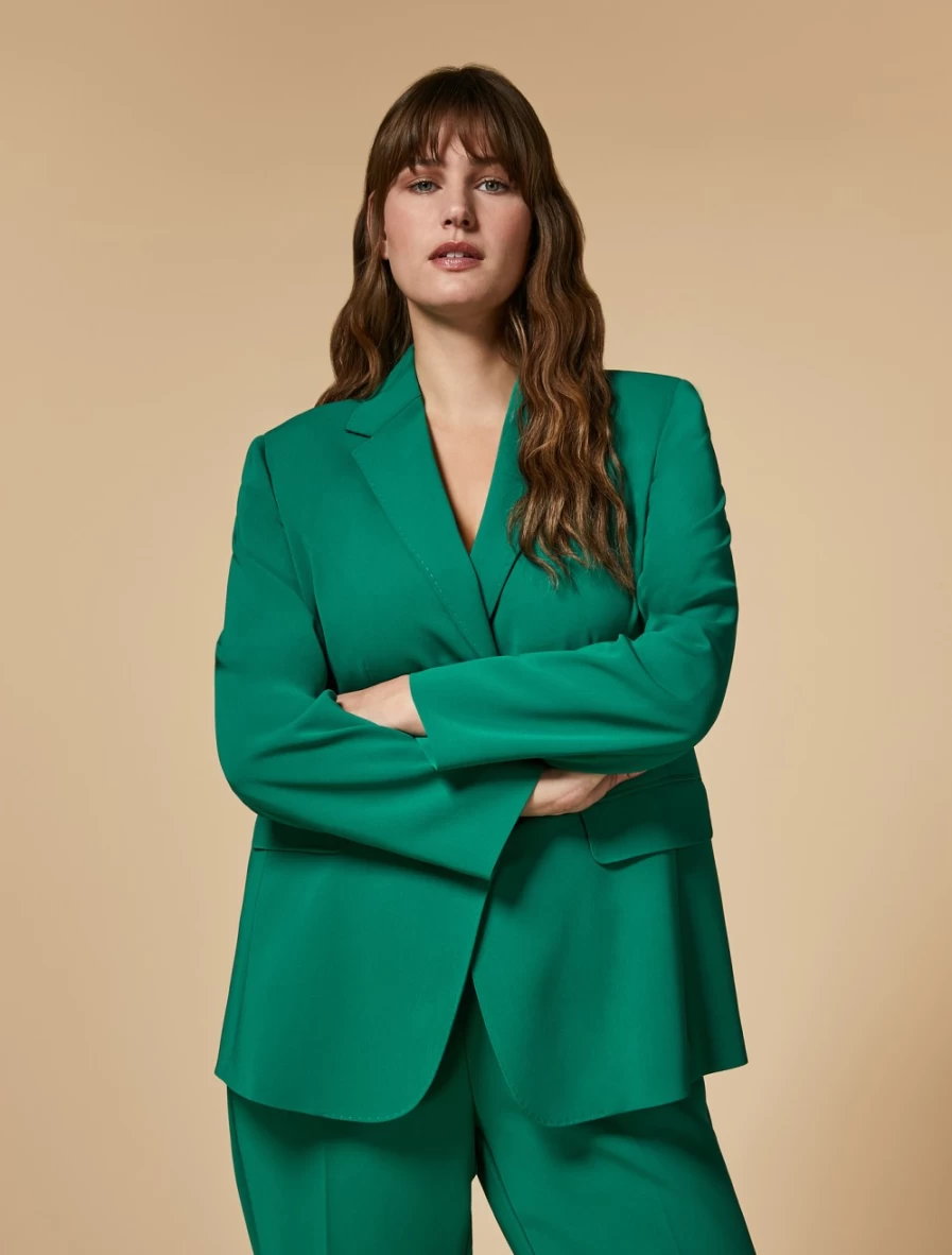 Marina Rinaldi Women's Dark Green Triacetate Blazer - Elegant Tailored Jacket