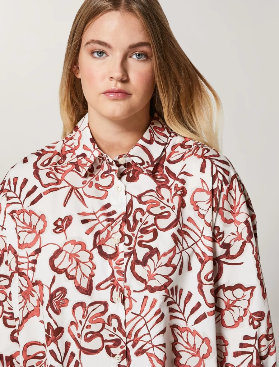 "Marina Rinaldi Women's White Cotton Poplin Shirt Dress"