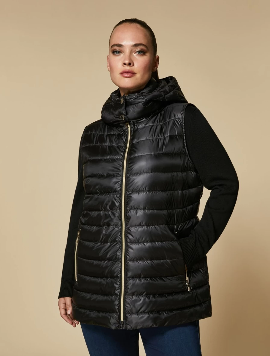 Marina Rinaldi Women's Black Water-Repellent Quilted Gilet Vest