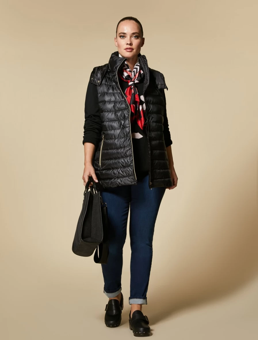 Marina Rinaldi Women's Black Water-Repellent Quilted Gilet Vest