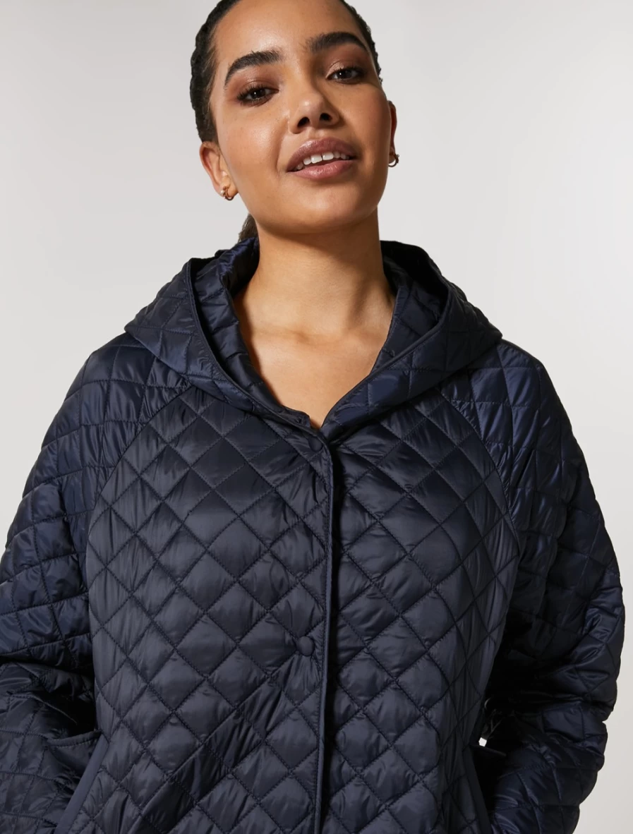 "Marina Rinaldi Women's Dark Navy Water-Repellent Quilted Down Jacket – Warm Winter Coat"