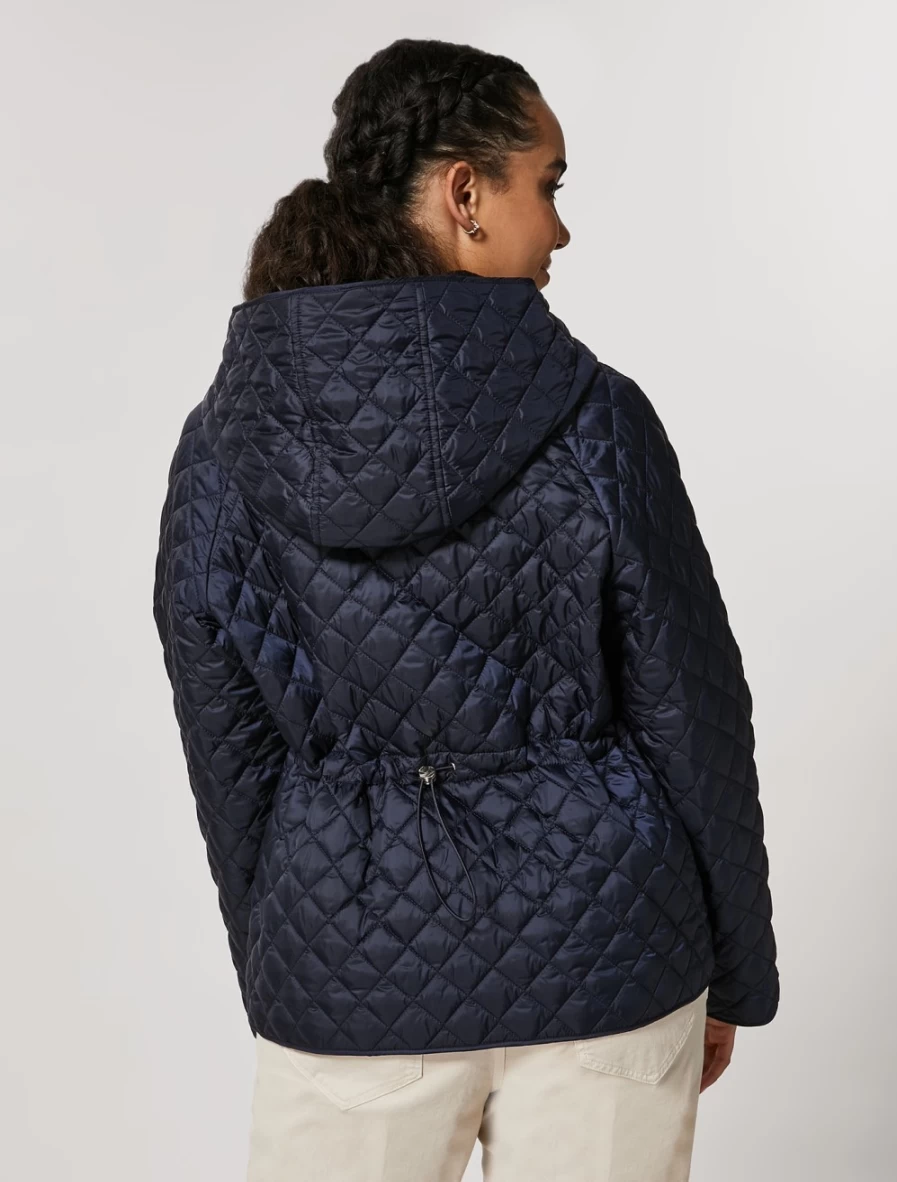 "Marina Rinaldi Women's Dark Navy Water-Repellent Quilted Down Jacket – Warm Winter Coat"