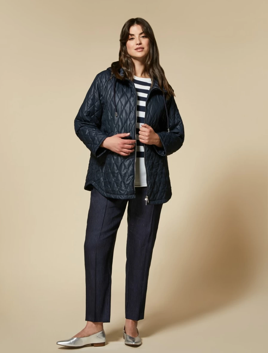 "Marina Rinaldi Women's Dark Navy Quilted Down Jacket | Warm Winter Coat"