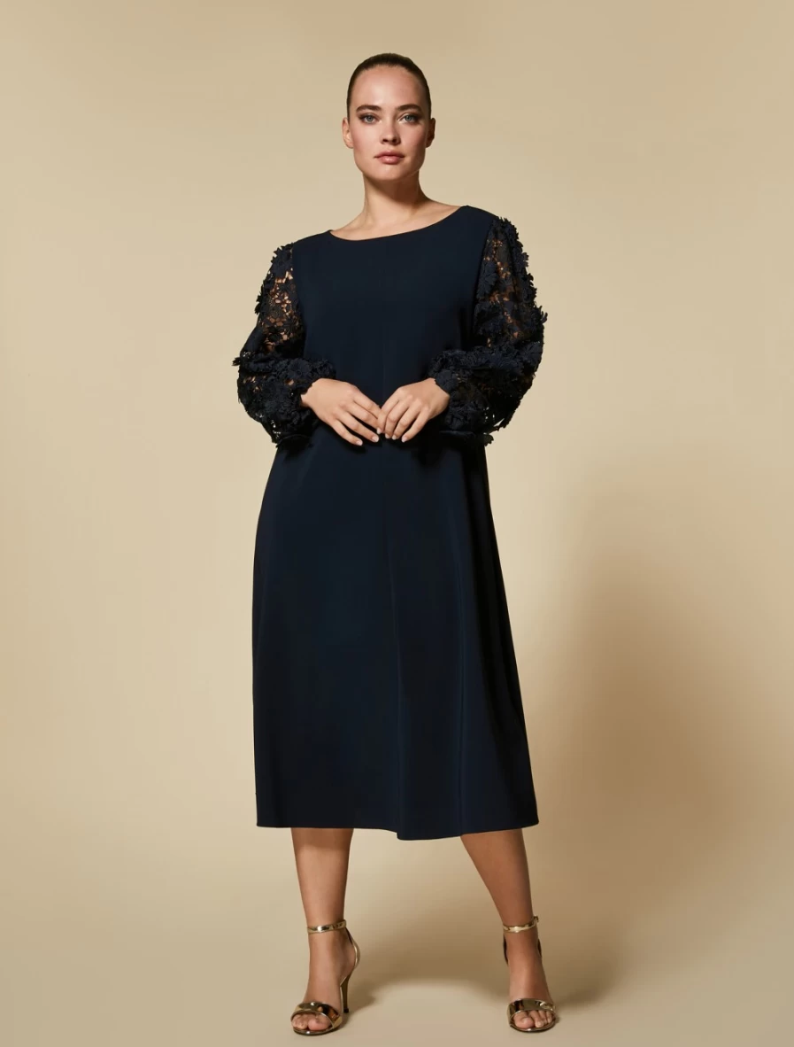 Marina Rinaldi Women's Dark Navy Triacetate Dress - Elegant and Comfortable Formal Wear