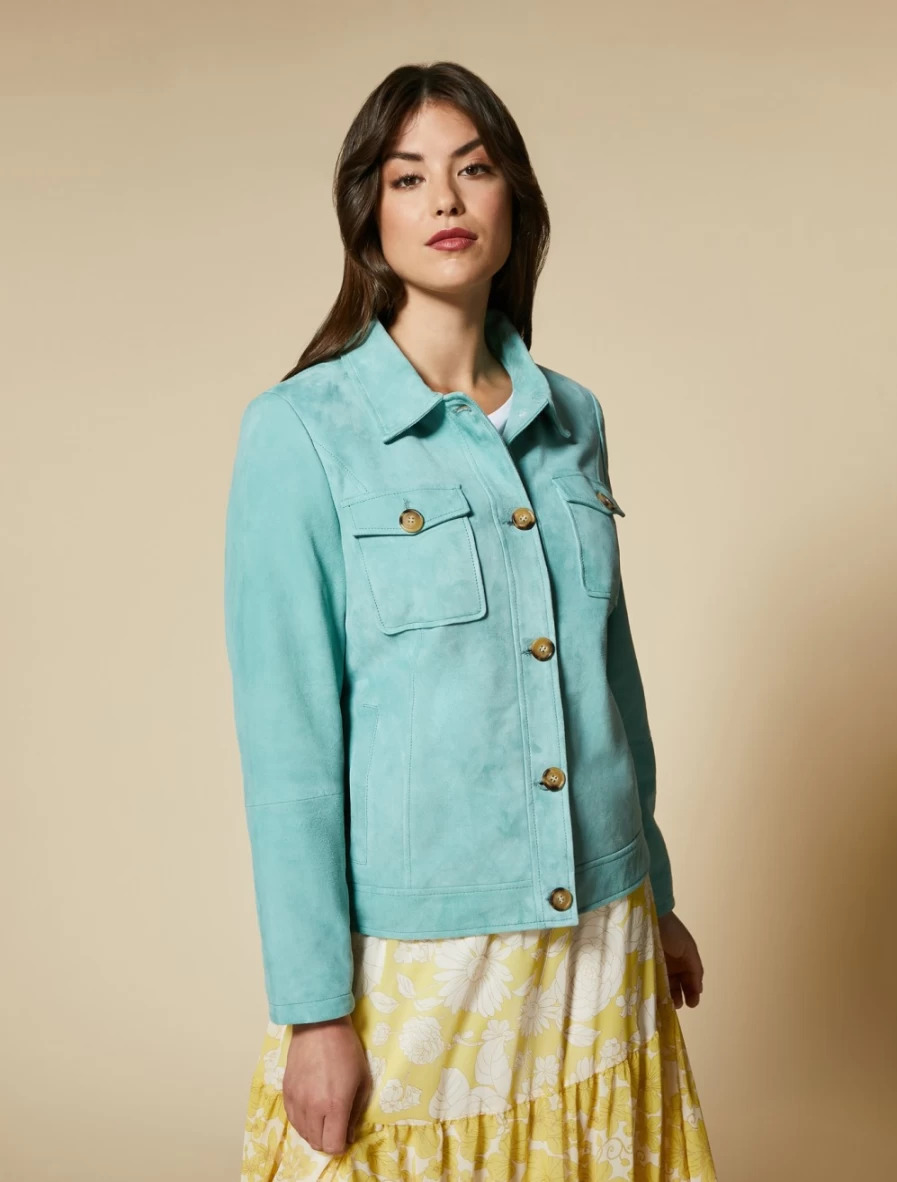 Marina Rinaldi Women's Green Suede Jacket | Premium Quality Fashion Outerwear