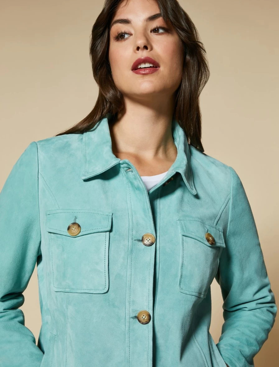 Marina Rinaldi Women's Green Suede Jacket | Premium Quality Fashion Outerwear