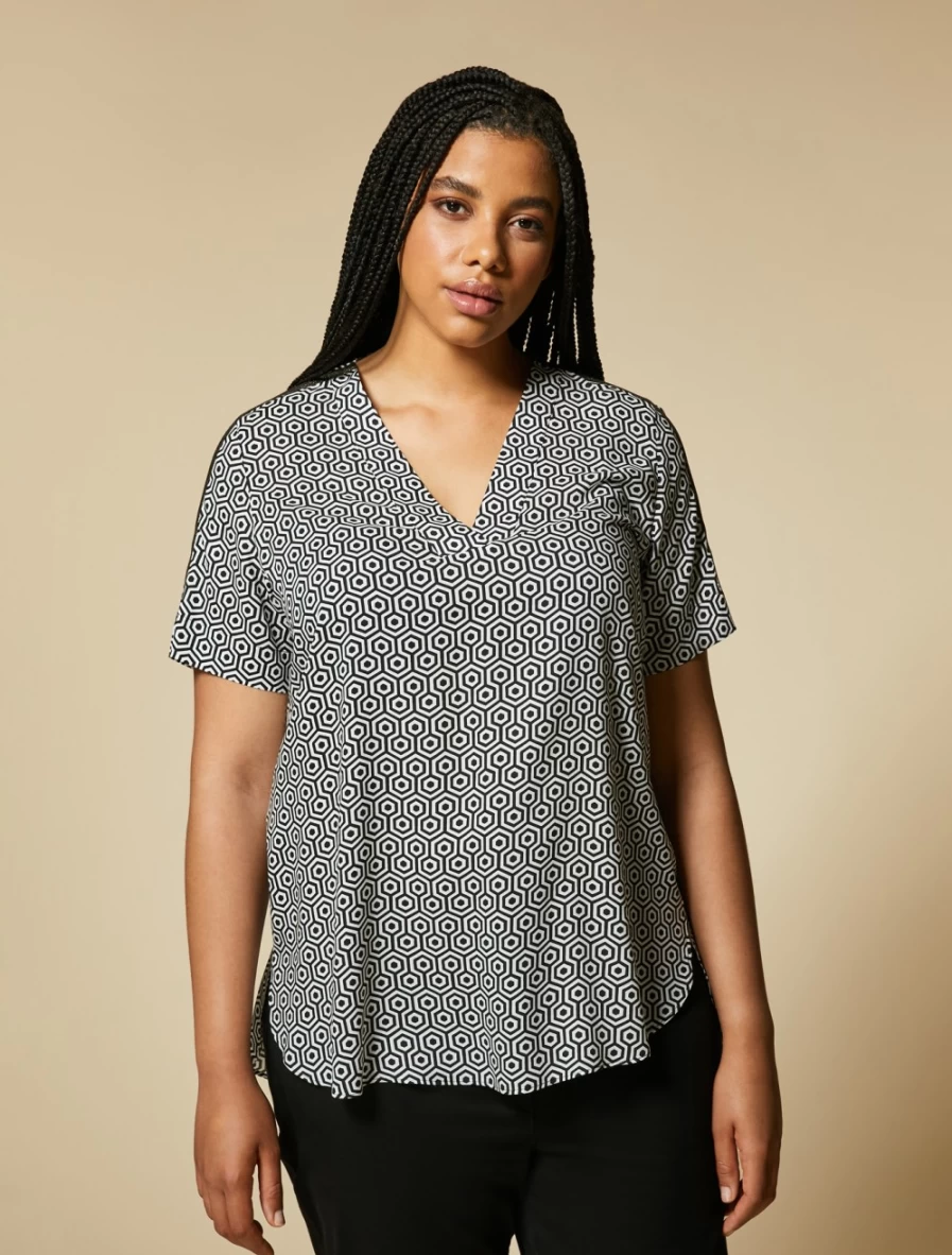 "Marina Rinaldi Women's Sand Printed Viscose Tunic Top"