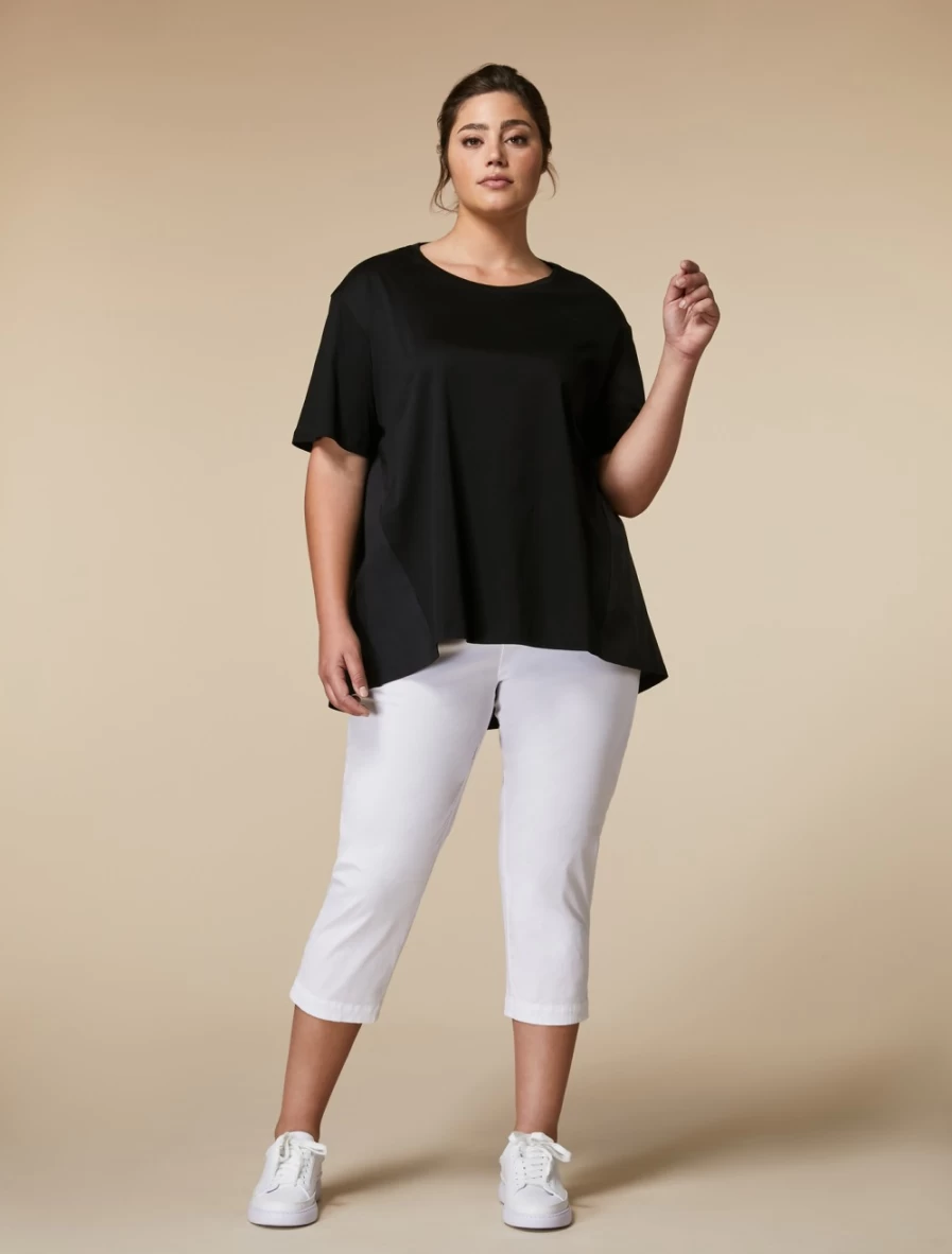 Marina Rinaldi Women's White Organic Cotton Trousers | Eco-Friendly Comfort