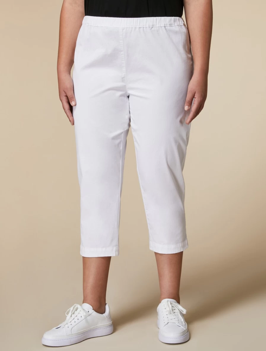 Marina Rinaldi Women's White Organic Cotton Trousers | Eco-Friendly Comfort