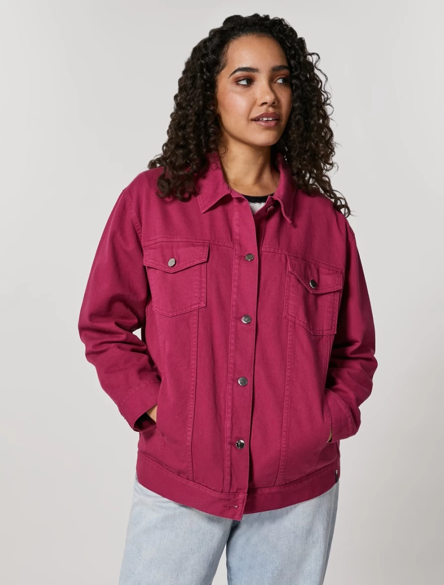 Marina Rinaldi Women's Fuchsia Cotton Bull Denim Jacket