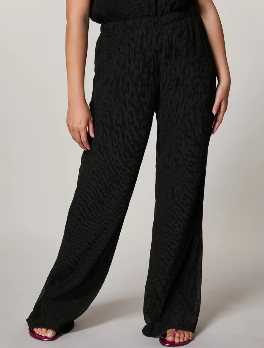 Marina Rinaldi Women's Black Pleated Georgette Trousers