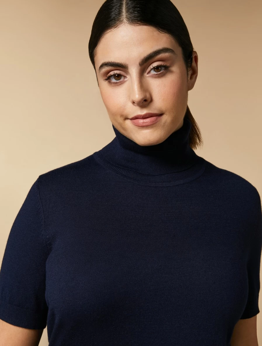 Marina Rinaldi Women's Dark Navy Viscose Polo-Neck Sweater