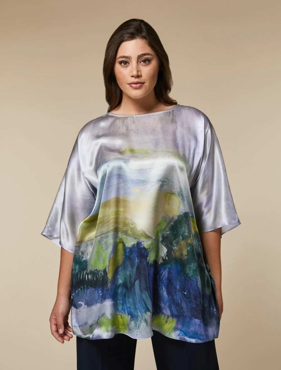 Marina Rinaldi Women's Yellow Printed Silk Tunic
