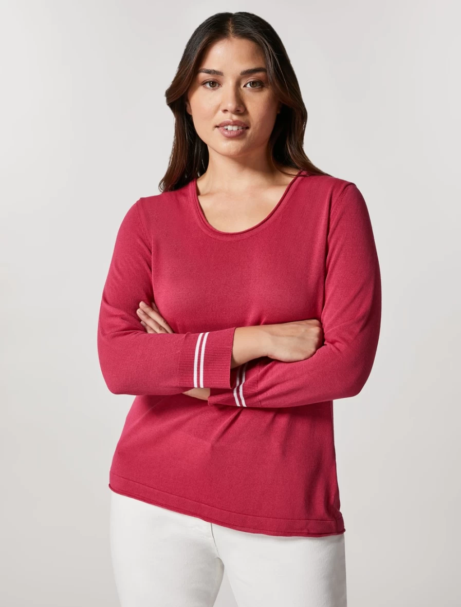 Marina Rinaldi Women's Fuchsia Slim-Fit Viscose Crepe Sweater