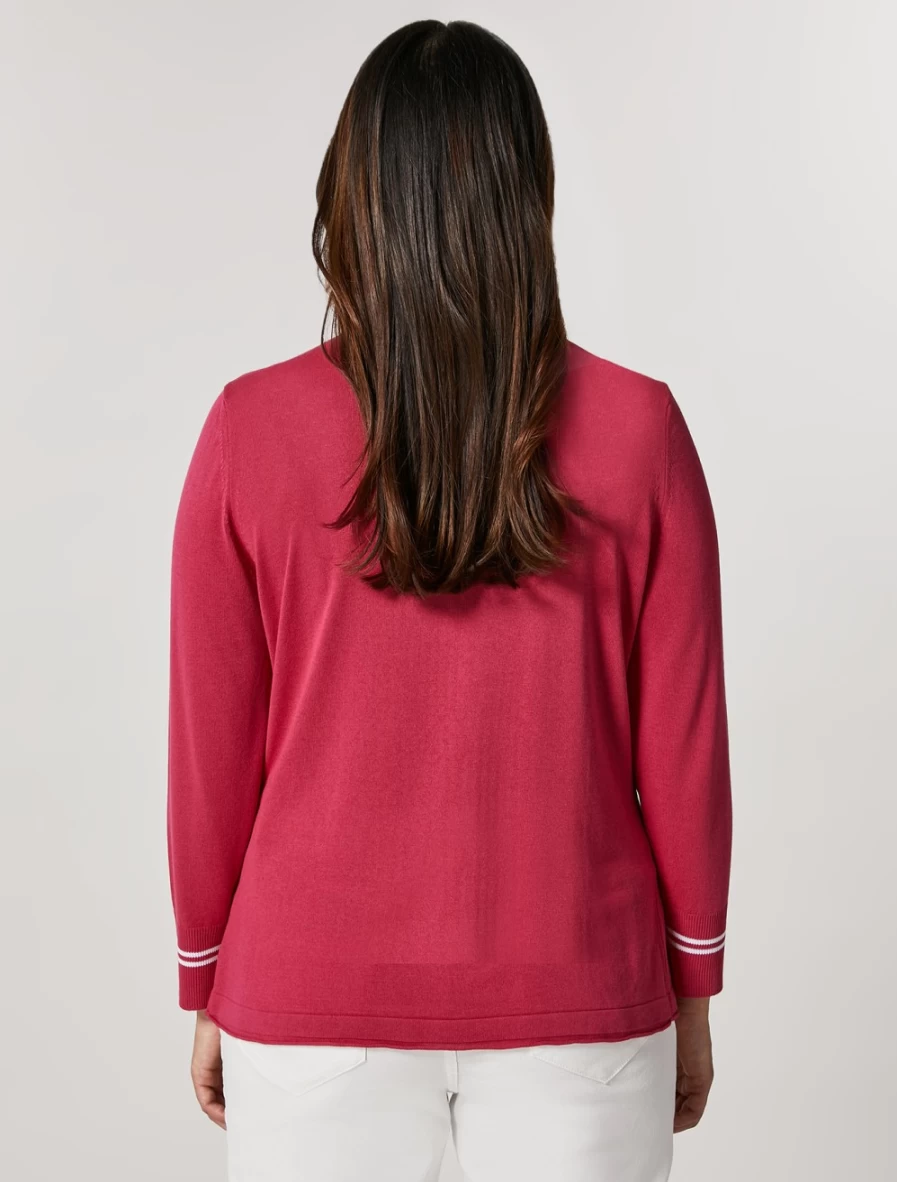Marina Rinaldi Women's Fuchsia Slim-Fit Viscose Crepe Sweater
