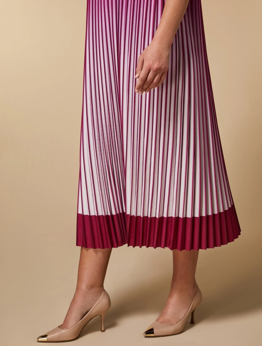 Marina Rinaldi Women's White Pleated Crepe De Chine Dress