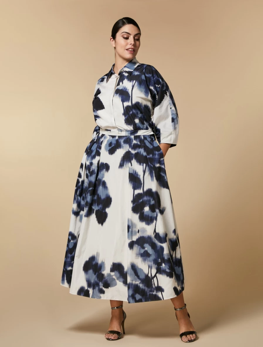 Marina Rinaldi Women's Beige Printed Taffeta Dress