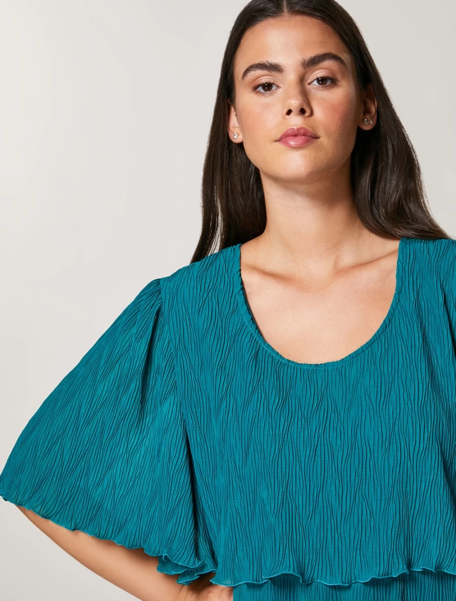 Marina Rinaldi Women's Dark Green Pleated Georgette Dress