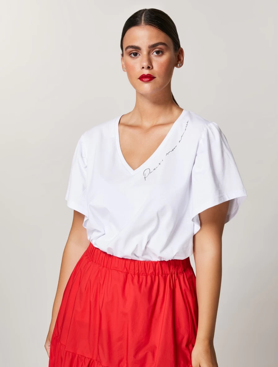 "Marina Rinaldi Women's White Cotton Jersey T-Shirt"