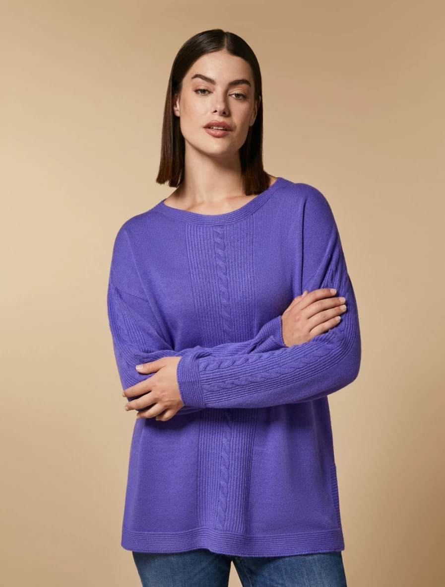 "Marina Rinaldi Women's Purple Cashmere-Blend Sweater | Soft Luxurious Knitwear"
