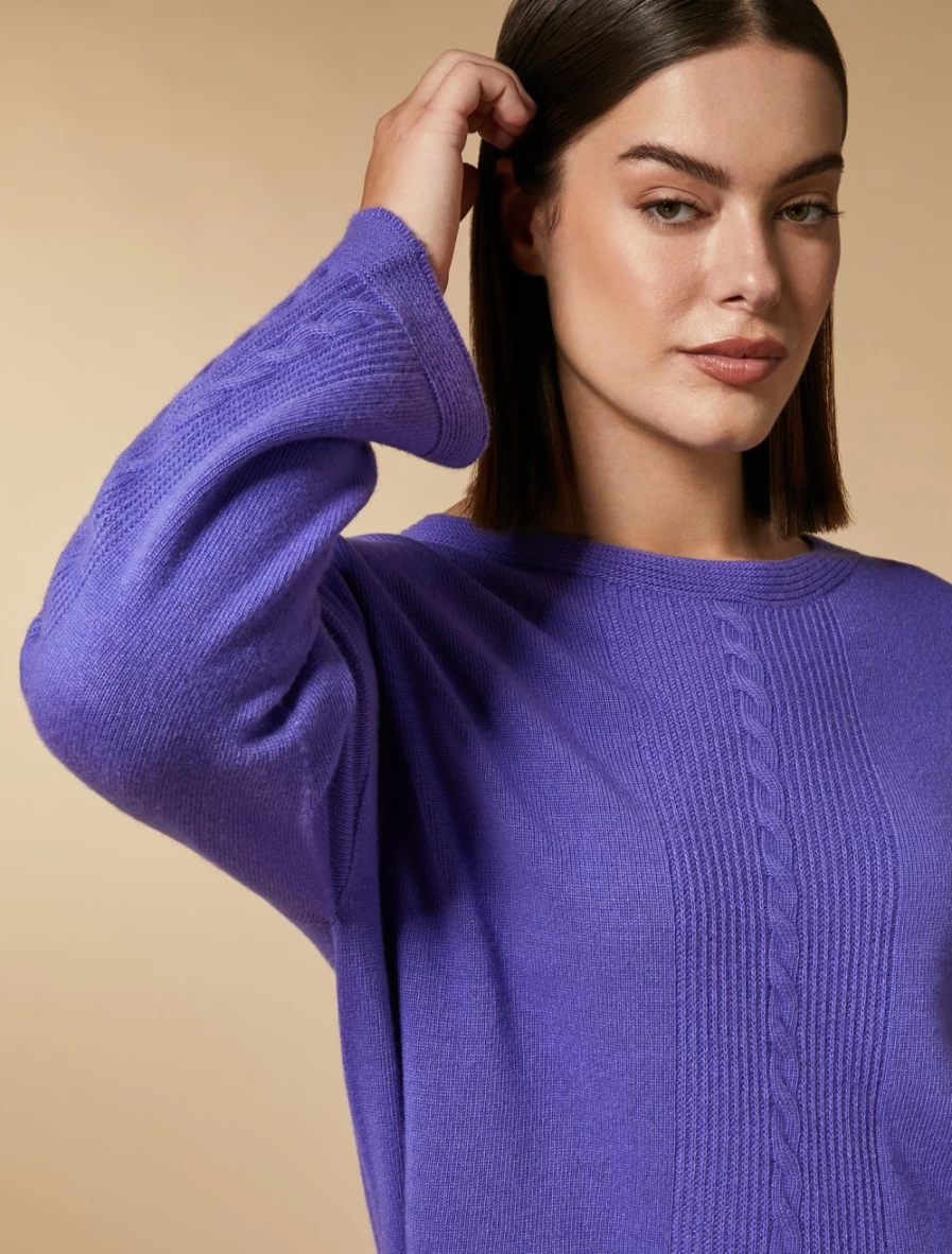 "Marina Rinaldi Women's Purple Cashmere-Blend Sweater | Soft Luxurious Knitwear"