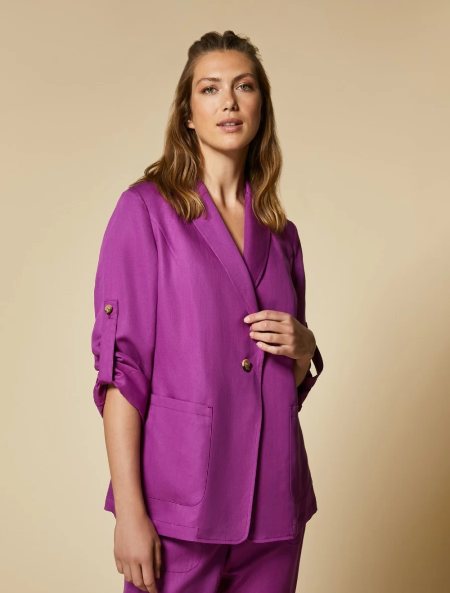 Marina Rinaldi Women's Lilac Linen-Blend Blazer Jacket for Elegant Style