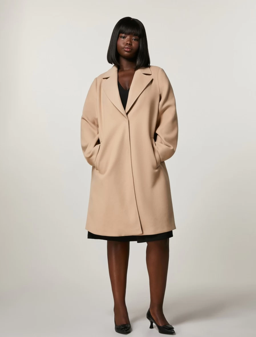 "Marina Rinaldi Women's Camel Compact Jersey Coat"