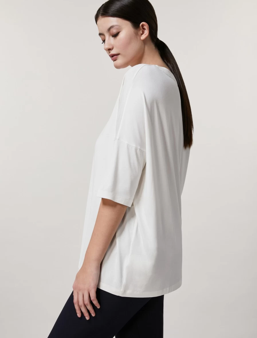 Marina Rinaldi Women's White Viscose Jersey T-Shirt - Soft Comfortable Fit