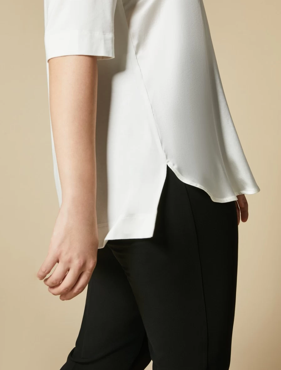Marina Rinaldi Women's White Silk Blend Jersey T-Shirt - Soft Luxury Top