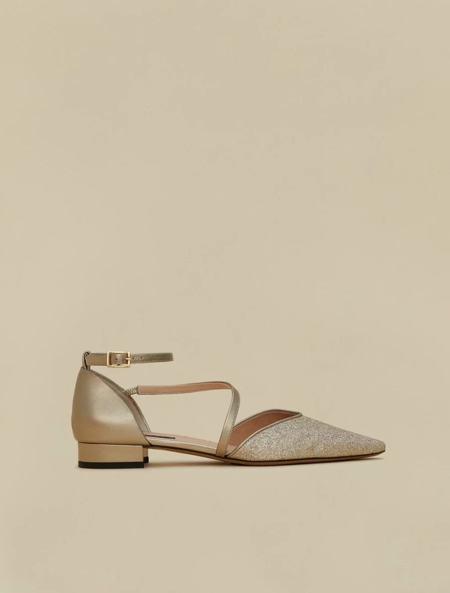 Marina Rinaldi Women's Pearl Grey Leather Ballet Flats