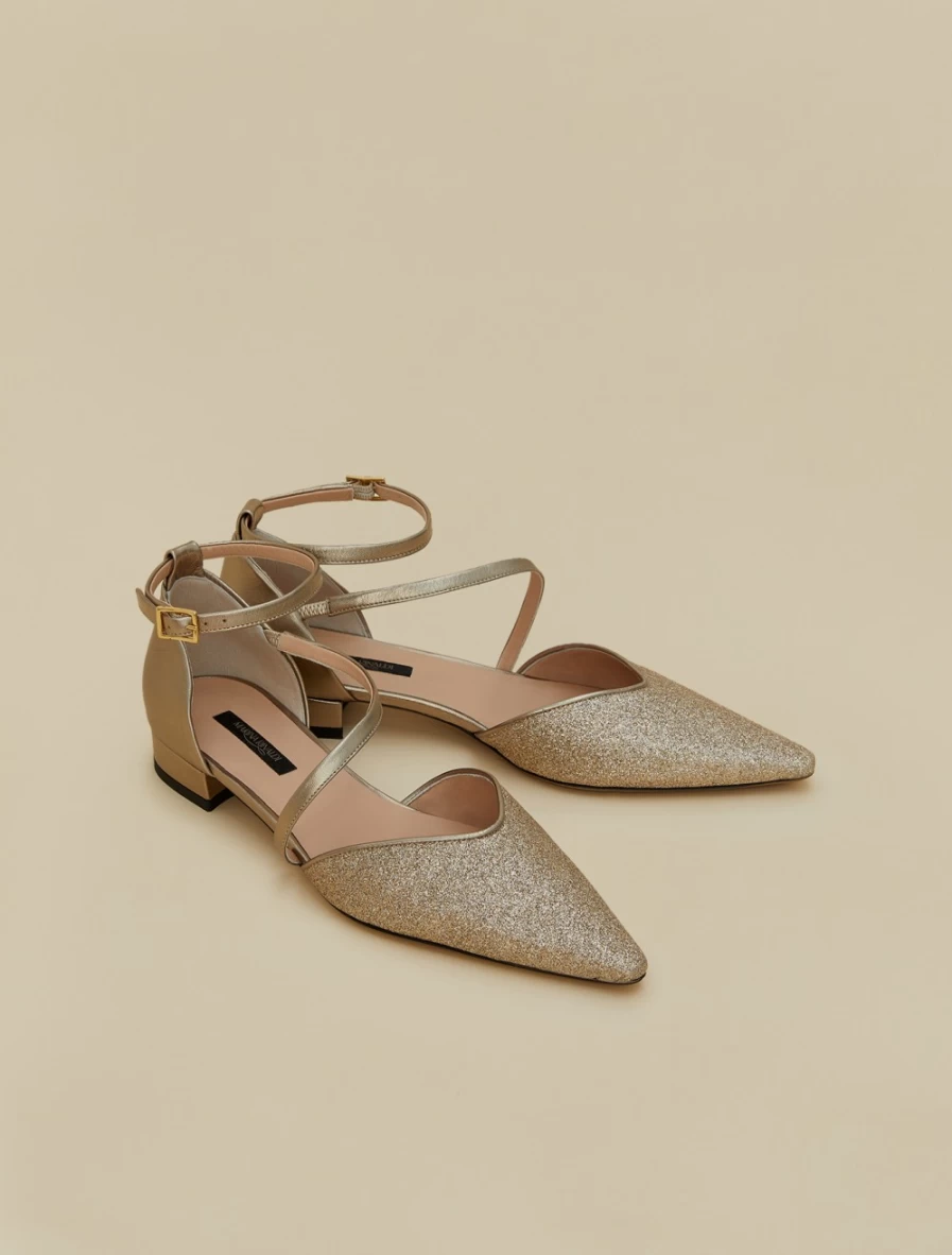 Marina Rinaldi Women's Pearl Grey Leather Ballet Flats