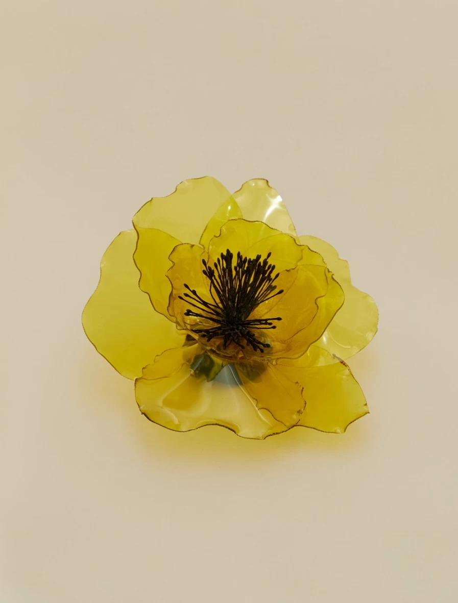 "Marina Rinaldi Yellow Flower Brooch for Women - Elegant Floral Pin"