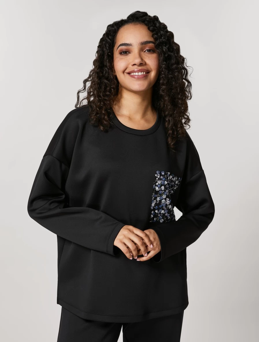 Marina Rinaldi Women's Black Scuba Sweatshirt - Comfortable & Stylish Pullover