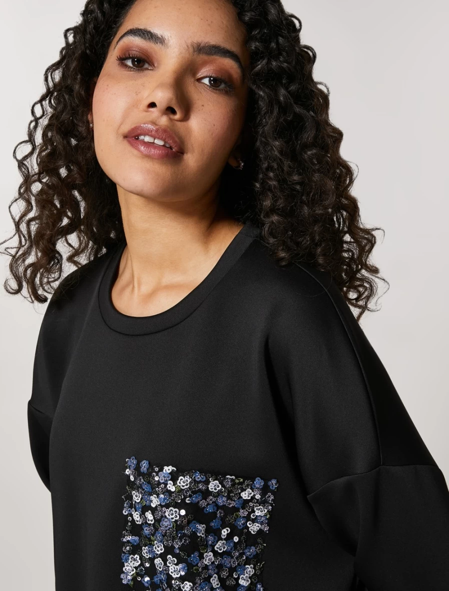 Marina Rinaldi Women's Black Scuba Sweatshirt - Comfortable & Stylish Pullover