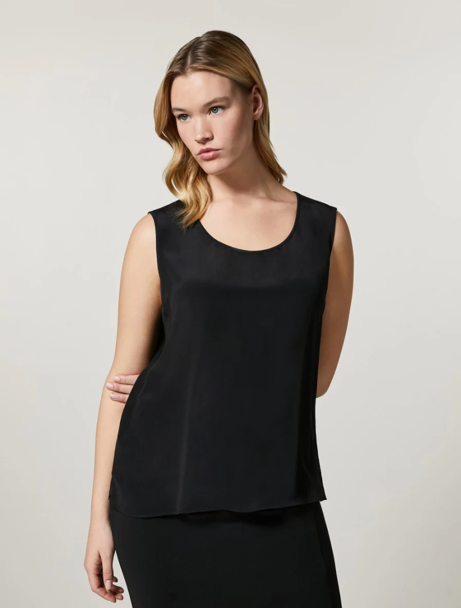 Marina Rinaldi Women's Black Silk-Blend Top – Elegant & Comfortable