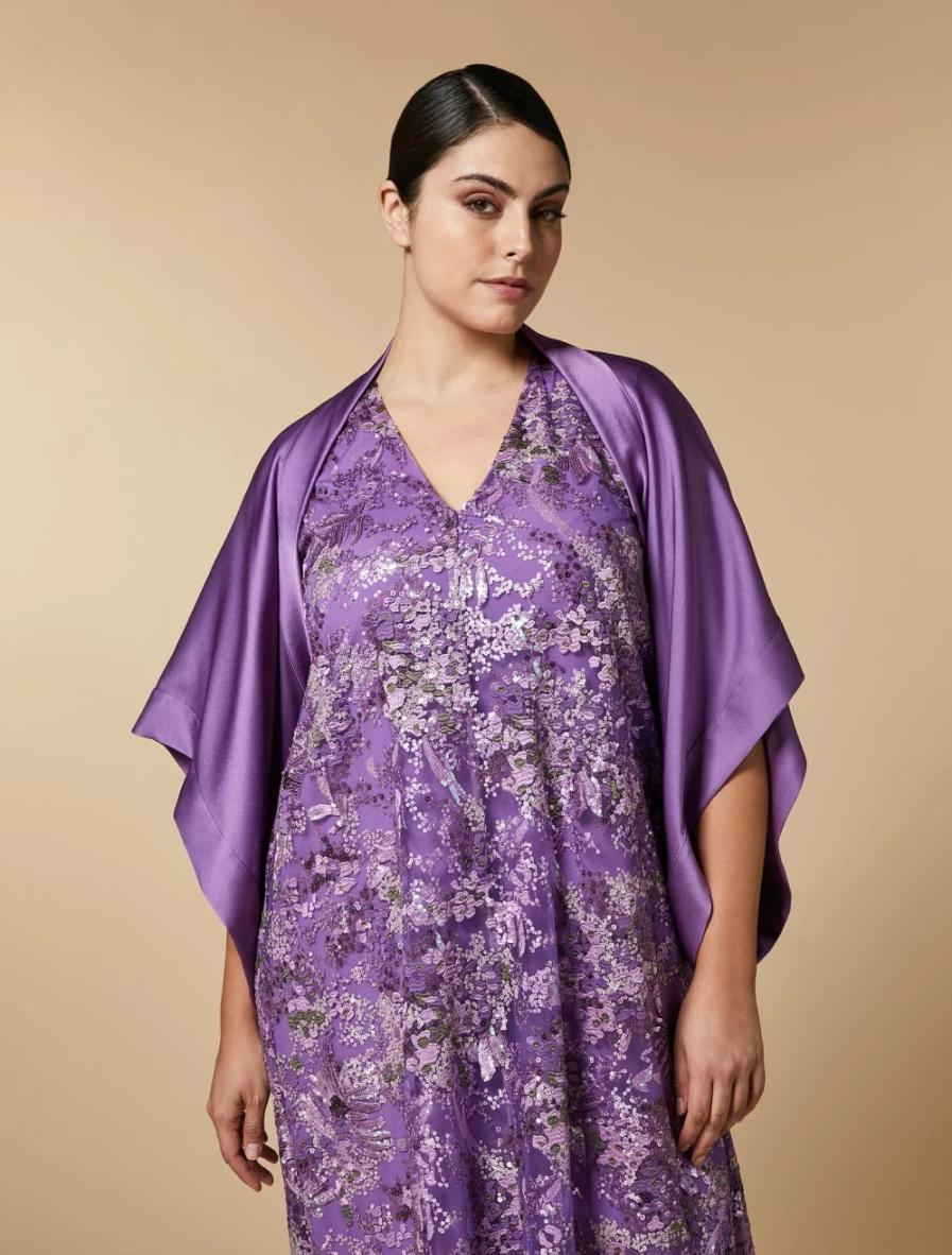 Marina Rinaldi Women's Wisteria Shiny Fabric Shrug Elegant Cover-Up